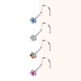 thumbnail image 4 of Nose Screw with Multi-Color Gem Paved Flower 18 Gauge 6mm, 4 of 8