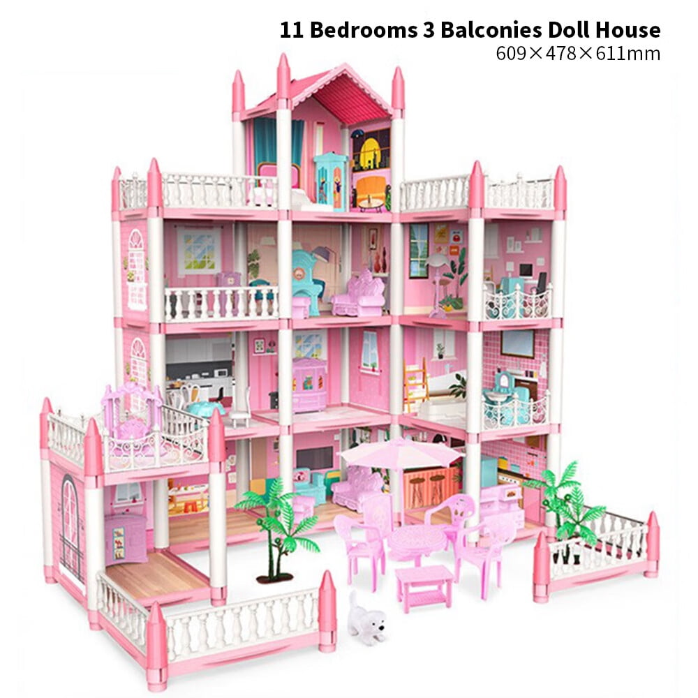 Doll House Dreamhouse for Girls & Boys, 5-Story 19 Rooms Playhouse with 1  Doll Toy Figures, Fully Furnished Fashion Dollhouse, Play House with