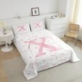 thumbnail image 4 of Erosebridal Ensemble de Couette Très Grand à Nœud Papillon Rose, Couette en Duvet Lettre Initiale X, Déco Dessin Animé Mignonne, Réversible 3 Pcs, 4 of 7
