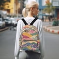 thumbnail image 7 of FORMRS Mini Backpack Purse for Women Travel Daypack Casual Shoulder Bag, Green Floral Wave, 7 of 7
