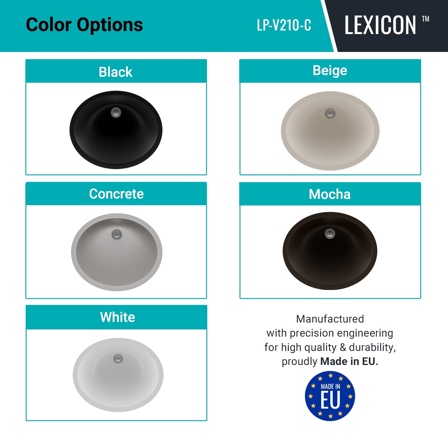 19" Oval Quartz Vanity Bathroom Sink, Galaxy Concrete Drop-In Sink, Undermount Bathroom Sink, Granite Vanity Basin by Lexicon Platinum LP-V210-C