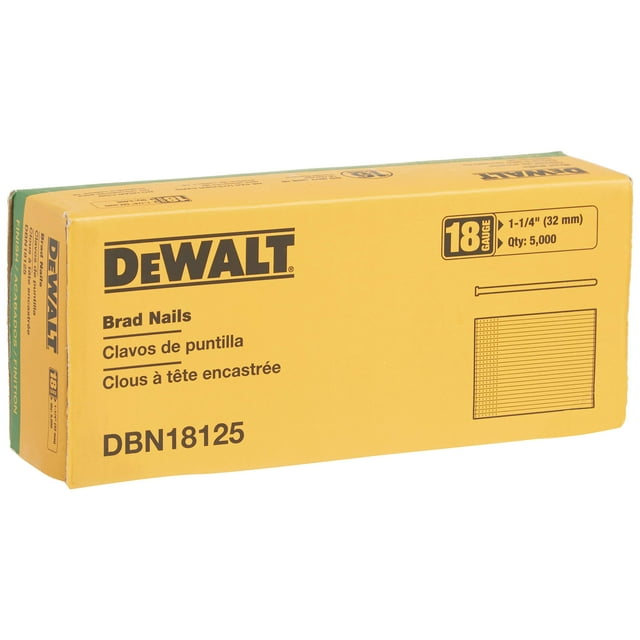 Brad Nails DEWALT Heavy Duty, 18 GA, 32 mm, paquete de 5000 unidades (DBN18125)