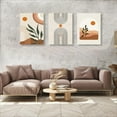 thumbnail image 2 of Boho Wall Art Sef of 3, Mid-Century Modern Prints, Neutral Geometric Boho Wall Decor Sun Moon Palm Leaf Beige Green Canvas Artwork, Minimalist Boho Poster Paintings for Bedroom Living Room (12" X 16"), 2 of 6