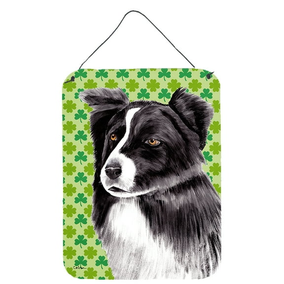Border Collie St. Patricks Day Shamrock Portrait Wall or Door Hanging Prints
