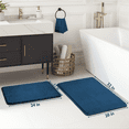 thumbnail image 2 of ComfiTime 2 Piece Bathroom Rugs Set – Thick Memory Foam, Non-Slip Bath Mat, Soft Plush Velvet Top, Ultra Absorbent, Small, Large & Long Rugs for Bathroom Floor, Navy Blue, 17*24 & 20*32, 2 of 12