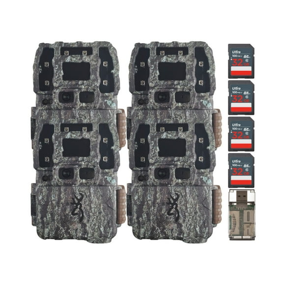 Browning Trail Cameras Strike Force Pro DCL Nano 26MP Trail Camera (4-Pack) Bundle with 32GB Ultra SDHC UHS-I Memory Card (4-Pack) and High Speed Card Reader (9 Items)