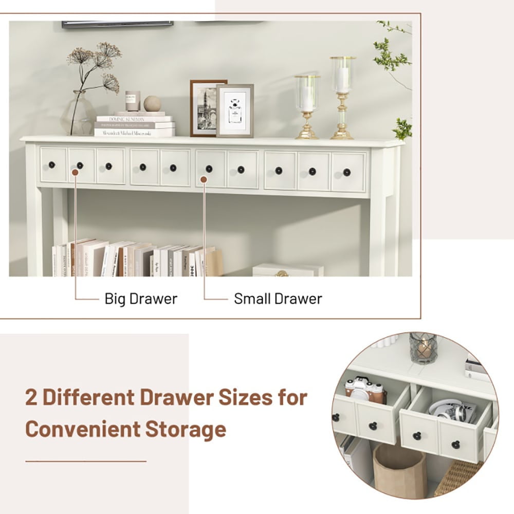 Spaco 60 Inch Long Sofa Table with 4 Drawers and Open Shelf for Living Room-White, Entryway Table Hallway Table, Storage-Friendly Hallway Table for Foyer & Entry Spaces