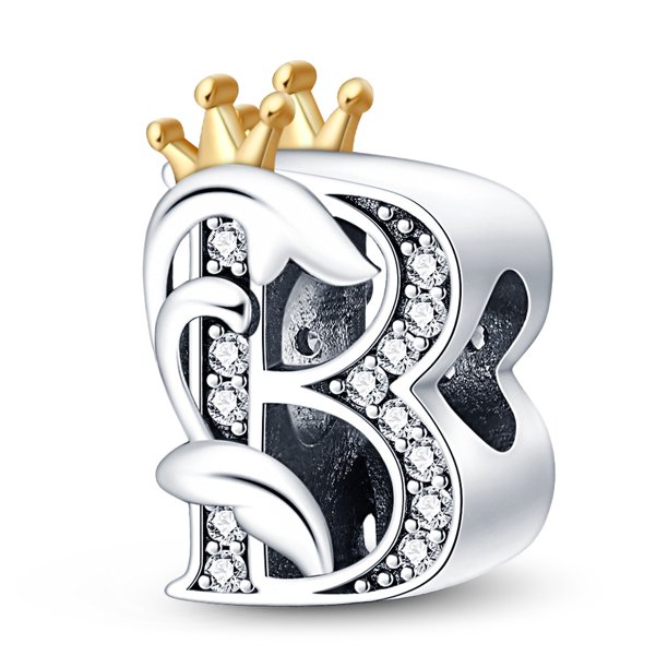 100 % 925 Encanto De Plata Esterlina pandora 26 Letras Con Barbas Corona Letra Colgante Adecuado Para Pulsera diy Moda Joyería Regalo Gao Jiahui unisex