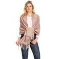 thumbnail image 2 of Sakkas Iris Warm Super Soft Pashmina Shawl / Scarf with Fringes - Grey Plaid - One Size Regular, 2 of 5