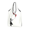thumbnail image 2 of Bolso de mano con estampado kawaii personalizado de chica con globo de Banksy, bolso de mano portátil para compras, bolso de mano con arte de grafiti callejero, 2 of 5