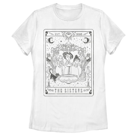 Women's Hocus Pocus Sanderson Sister Tarot Card Graphic Tee White Large