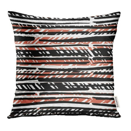 - ARHOME Black Ethnic Abstract Retro Colors Stripes Pattern Lines White Vertical Boho Pillowcase Cushion Cover 20x20 inch