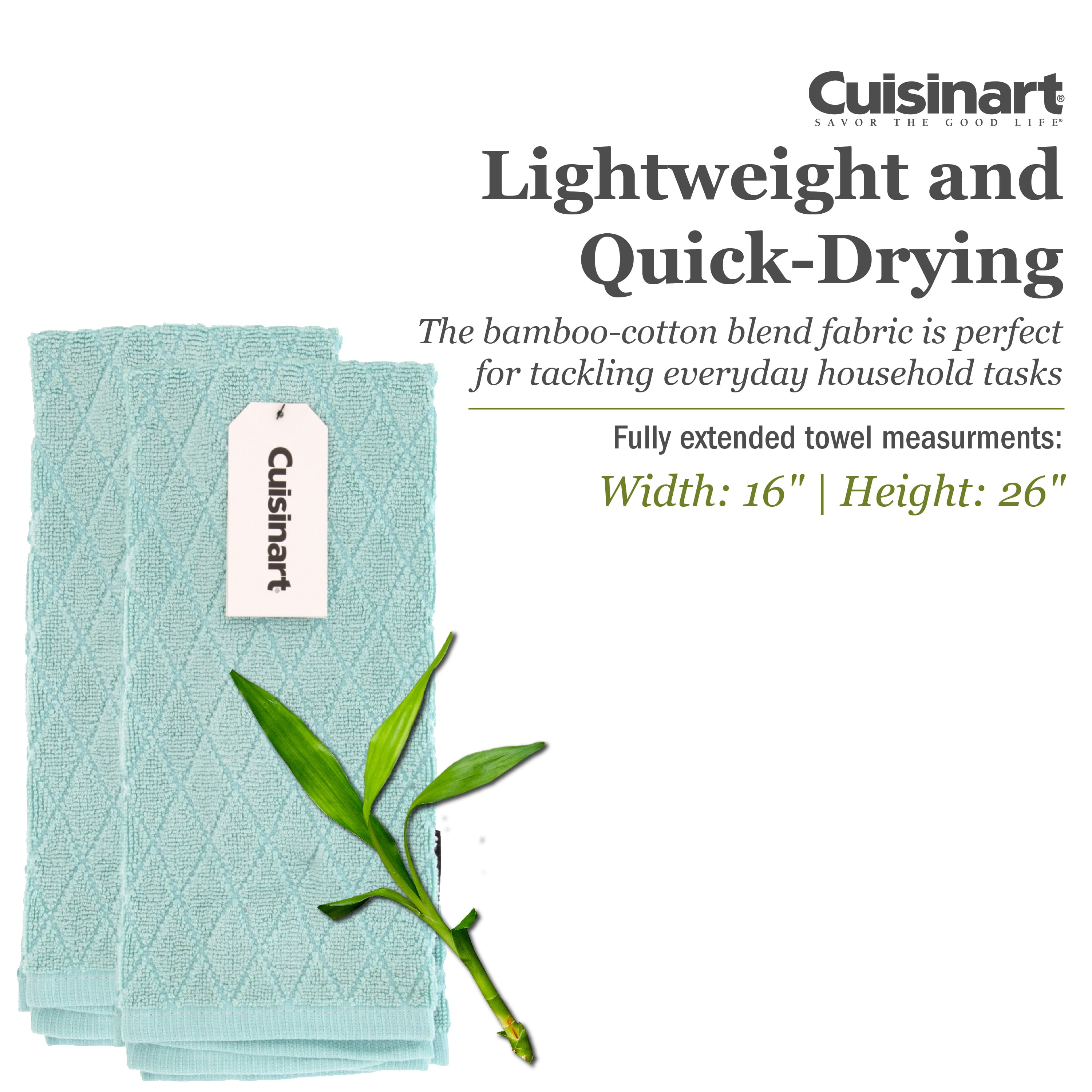 Cuisinart 100% Cotton Kitchen Hand Towels, 2pk - Soft and Absorbent Kitchen  Towels Perfect for Drying Dishes and Hands-Hygienic Bleachable Kitchen