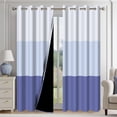 thumbnail image 4 of Aofoto 2-Piece Blue Stripe Blackout Room Darkening Panel Curtain Set, Window Treatments 42" W x 63" L, 4 of 5