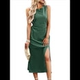 thumbnail image 3 of Vestidos Casuales para Mujer, Vestido de Color Liso, Chaleco Sin Mangas, Falda de Verano con Temperamento Ceñido A la Cintura. Verde M, 3 of 9