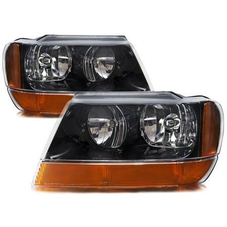 - 1999-2004 Jeep Grand Cherokee Laredo Headlights Set w/Xenon-Enhanced Halogen Bulbs CH2502121 & CH2503121