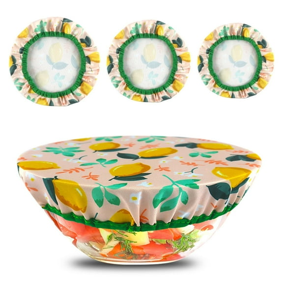3Pc Elastic Reusable Bowl Cover Set - Washable Dish Lid Splatter Guard for 6"-12" Soup Salad Storage (S/M/L), PRYESS