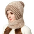 thumbnail image 5 of 3 In 1 Beanie Hat for Women Fall Fashion Women's Hats & Caps Face Mask Cozy Winter Scarves Khaki, 5 of 8
