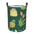 thumbnail image 1 of ZNDUO Round Laundry Basket, Waterproof Collapsible Laundry Baskets with Handles, Small Size - Cartoon Flowers Frogs Pattern, 1 of 8