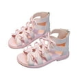thumbnail image 2 of Luxalzxs Little Girls Bow Gladiator Sandals Toddler Strappy Open Toe Sandals Summer Flats Shoes with High Back Zipper, Big Girls Non Slip Soft Sole Princress Shoes Dress Flats, 2 of 8