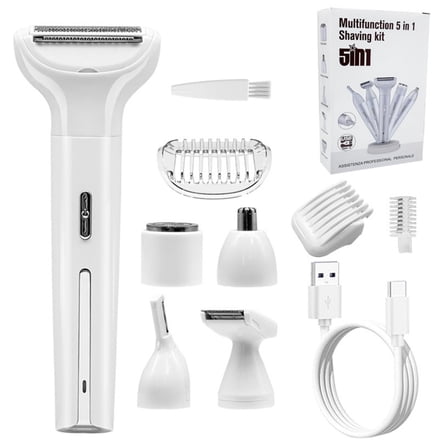 Electric Razro Painless 5-in1 Womens Shaver Hair Removers for Face,Eyebrow and Underarm Bikini Trimmer Hair Removal Tool