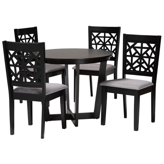 Baxton Studio Jamie 5-Piece Fabric/Wood Dining Set Gray/Dark Brown