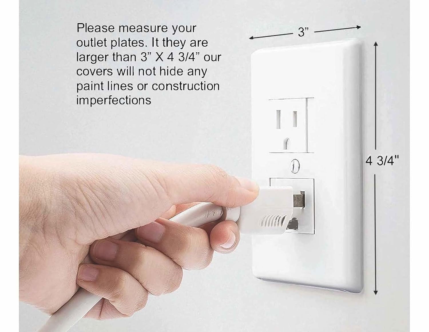 6-Pack Self-Closing Outlet Covers (For Center Screw Outlets Only) - Measures 3"Wide x 4.75"High-An Alternative To Wall Socket Plugs for Child Proofing Outlets, (1-Screw), (White)