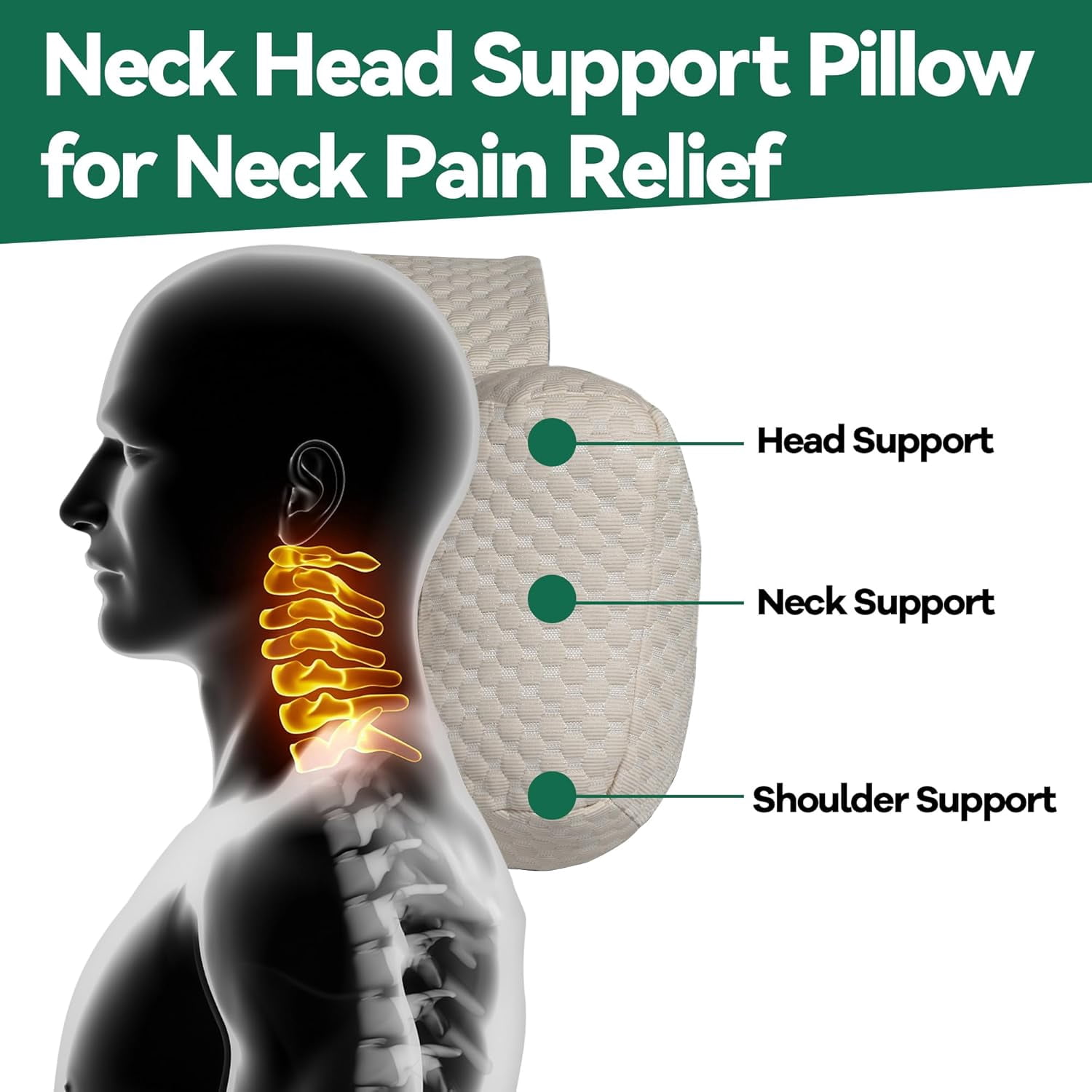 Neck Pillows for Recliners with Pocket,Headrest Cushion for Neck Pain Relief and Cervical Support,Recliner Head Pillow for Side Sleeping at Home, Office or Traveling (Coffee)
