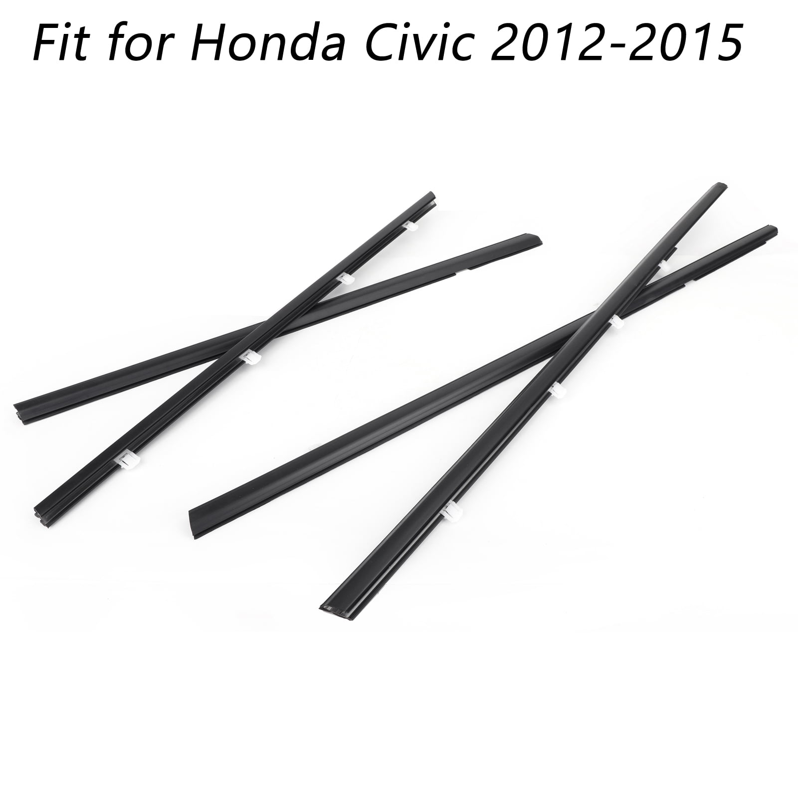 4pcs Car Weatherstrip Window Moulding Trim Seal Belt For Honda Civic 2012-2015