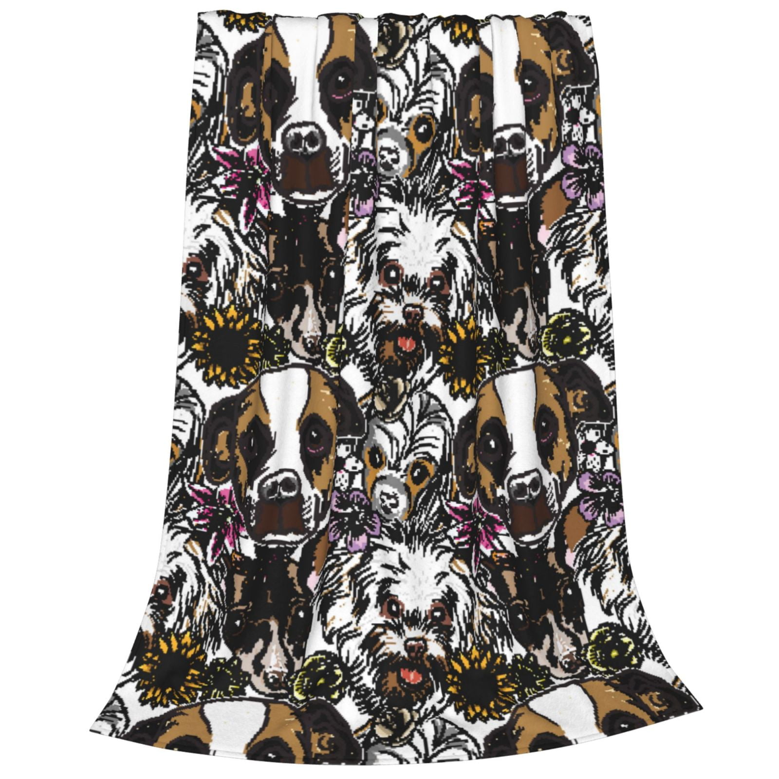 Rateoe Cute Dogs Puppy2 Print Fuzzy Fleece Throw Blanket Extra Large,Super Soft,Fluffy and Warm Blankets for Couch,Bed,All Season Use (50"x40")