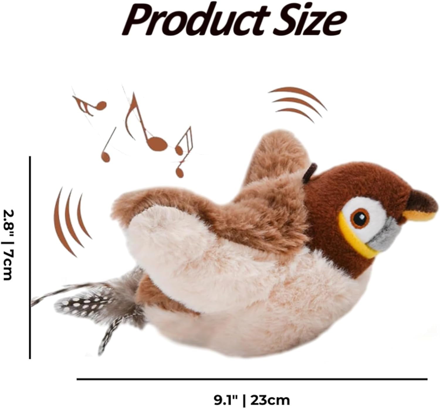 The Mellow Dog Calming Sparrow, Calming Sparrow Toy with Chirping Sound, Interactive Chirping Flapping Bird Toy with Removable Shell, Dogs Cat with Removable Shell (3pcs)