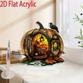 thumbnail image 2 of nvzhuang Halloween Desk Decor 2D Flat Acrylic Pumpkin House Table Sign Ornaments Party Haunted House Supplies, 2 of 7