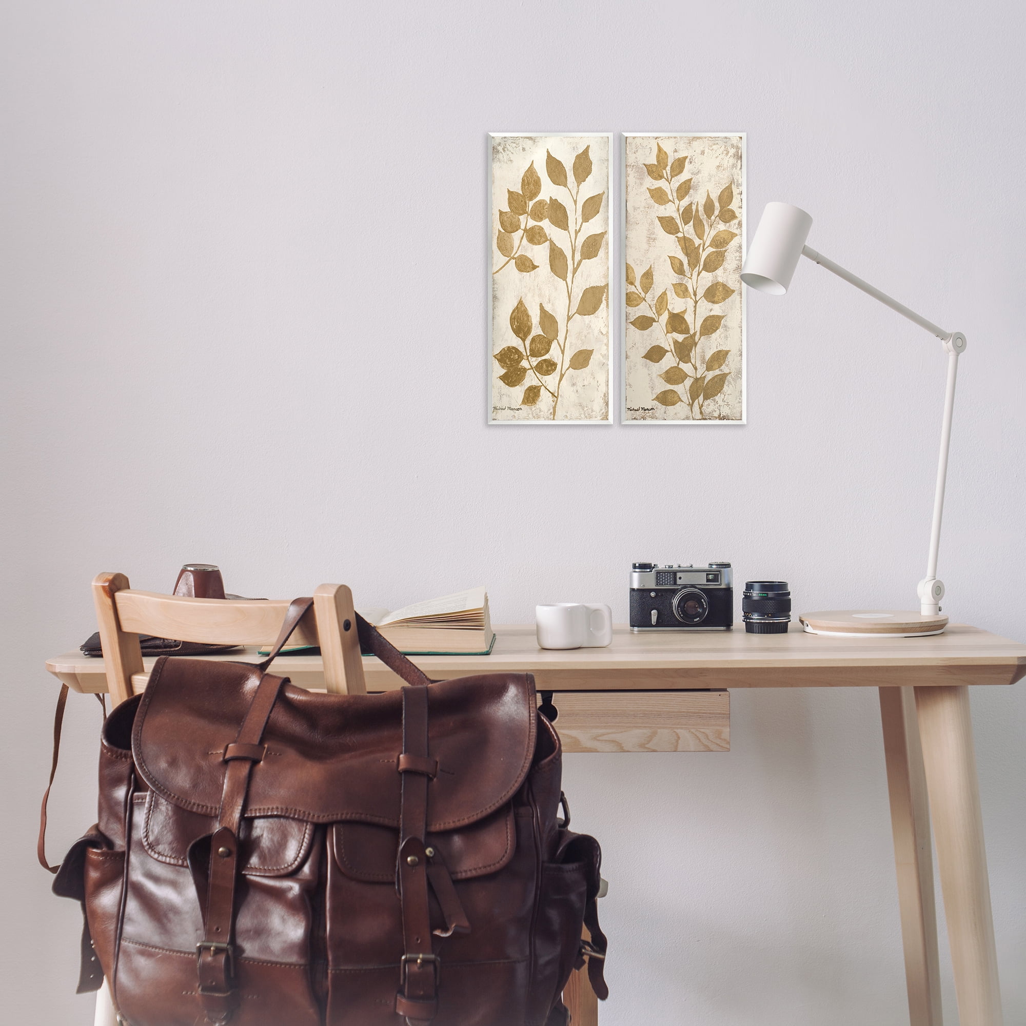 Stupell Industries Distressed Natural Leaves Floral & Botanical Painting Unframed Art Print Wall Art, 7 x 17, Set of 2