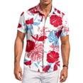 thumbnail image 2 of QHRMKOG Mens Short Sleeve Shirts Loose Fit Tropical Print Hawaiian Shirt Light Holiday Button Down Beach Shirt Summer Trendy Top White L, 2 of 6