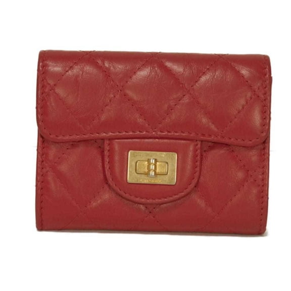 Pre-Owned CHANEL Bi-fold Wallet 2.55 Compact Flap Quilted Calfskin Coin Case, Matelasse Pattern...