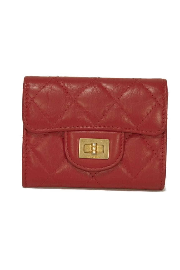Pre-Owned CHANEL Bi-fold Wallet 2.55 Compact Flap Quilted Calfskin Coin Case, Matelasse Pattern...