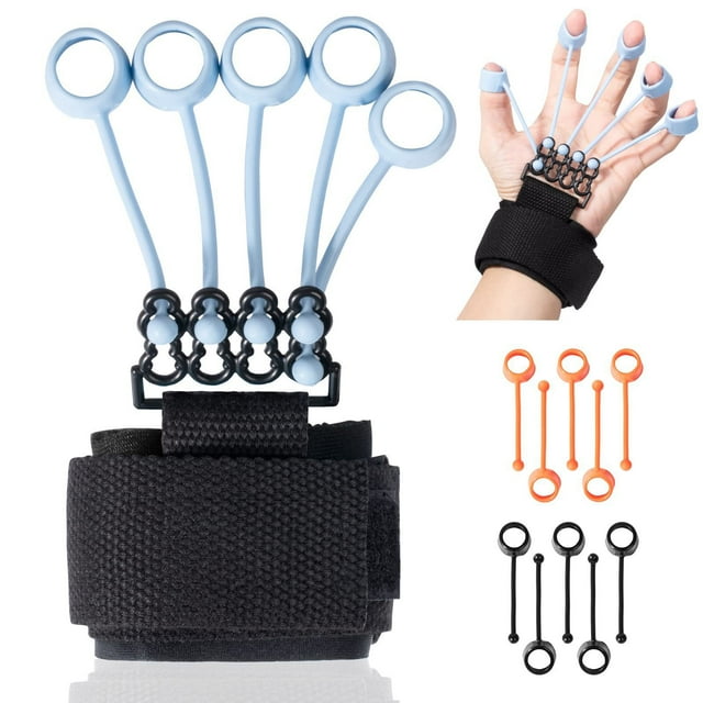 ShenMo Finger Exerciser Finger Stretcher Finger Resistance Band Guitar Strength Trainer Reverse Grip Strengthener Climbing Exercise Equipment Finger Extensor Strengthener for Wrist Hand(40, 60,75 LB)