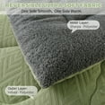 thumbnail image 5 of WOOW DEPOT Sherpa Reversible Comforter, 1 PCS Twin Full Size 70.8" x 86.6" Heavy 8.82 lbs Warm Cozy, Velvet Quilted & Sheared Craft 3D Jacquard Blanket Machine Washable, Sage Green, 5 of 9