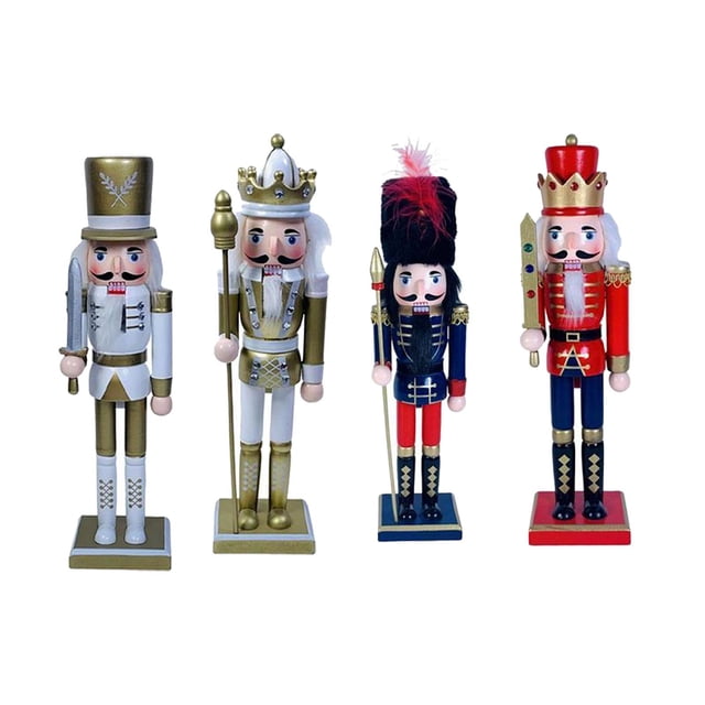 4 figuras de cascanueces de 30 cm, muñeco navideño, adorno decorativo para fiestas. Estilo G