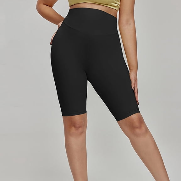 Juslio Shorts for Women Sporty Casual, Breathable Solid Fashion High Waist Yoga Black Shorts