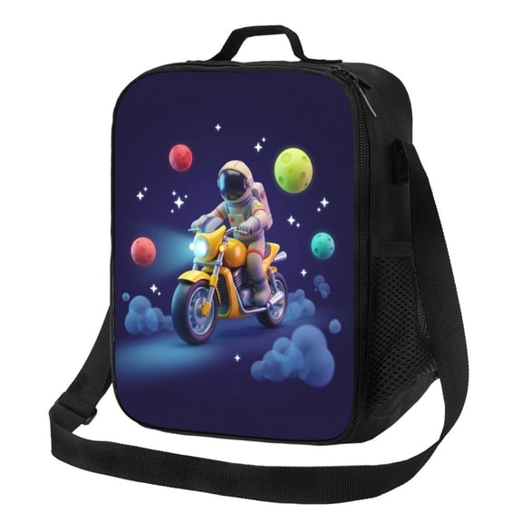 Astronaut Insulated Lunch Bag Reusable Leakproof Thermal Meal Prep Tote With Adjustable Crossbody Shoulder Strap For Work Office Picnic Beach Travel Daily