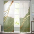 thumbnail image 3 of Sage Green Marble Semi Sheer Curtains 72 Inch Length 2 Panels Set, Nature Marble Crack Yellow Lines Sheer Kitchen Curtain Privacy Voile Window Curtain for Living Room Bedroom Rod Pocket Drapes, 3 of 7
