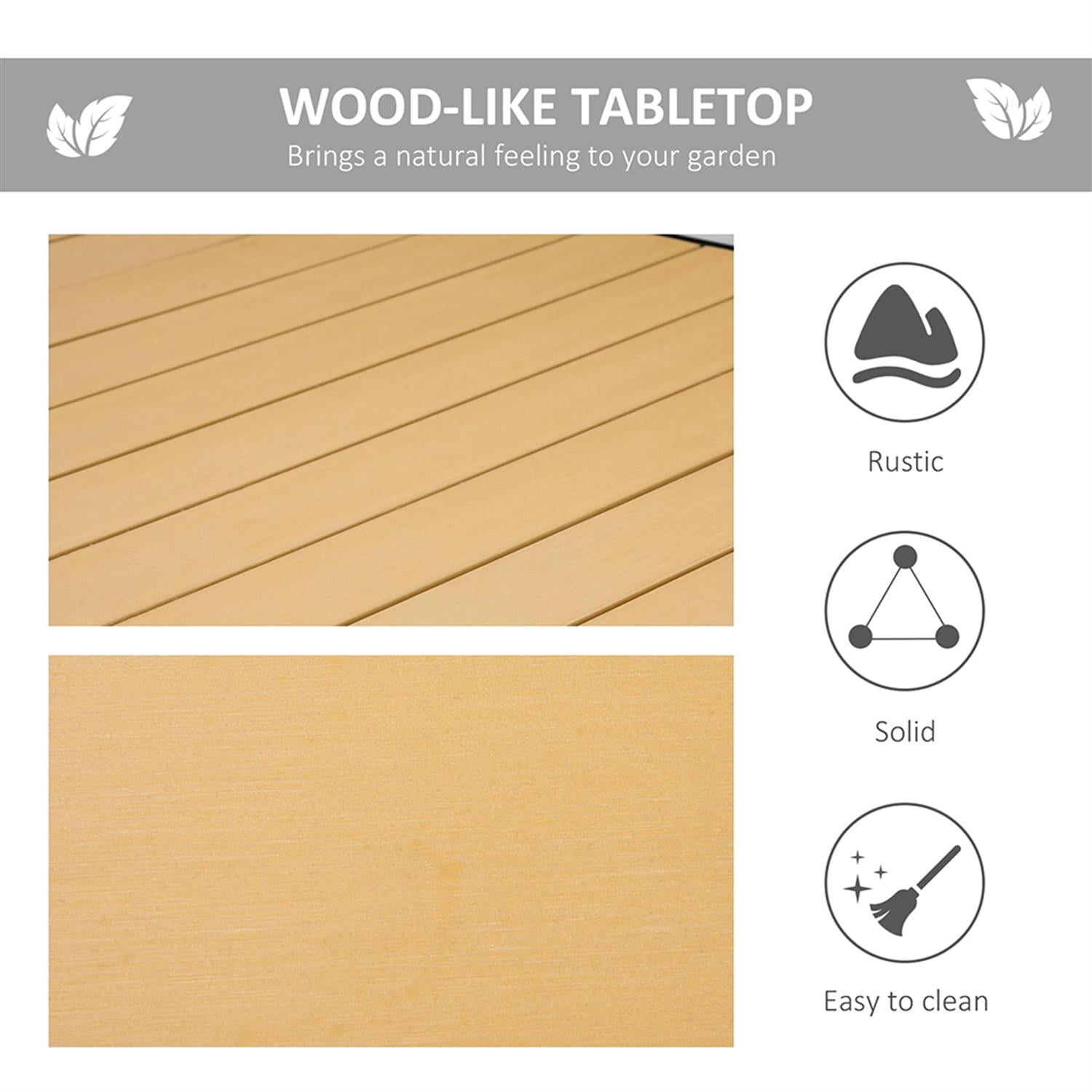 Demi Bonn 8 People Outdoor Dining Tables with All-Weather Faux Wood Top, Rectangular Aluminum Frame Patio Table, Garden Dining Table for Backyard, Lawn, Porch, Brown