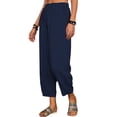 thumbnail image 4 of Avamo Cotton Elastic Waist Wide Leg Loose Fit Cropped, Pants Women's, M, 4 of 5