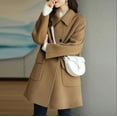 thumbnail image 1 of Abrigo de cuello de traje de lana para mujer, otoño e invierno, grueso, cálido, largo, suelto, pequeño abrigo, 1 of 5