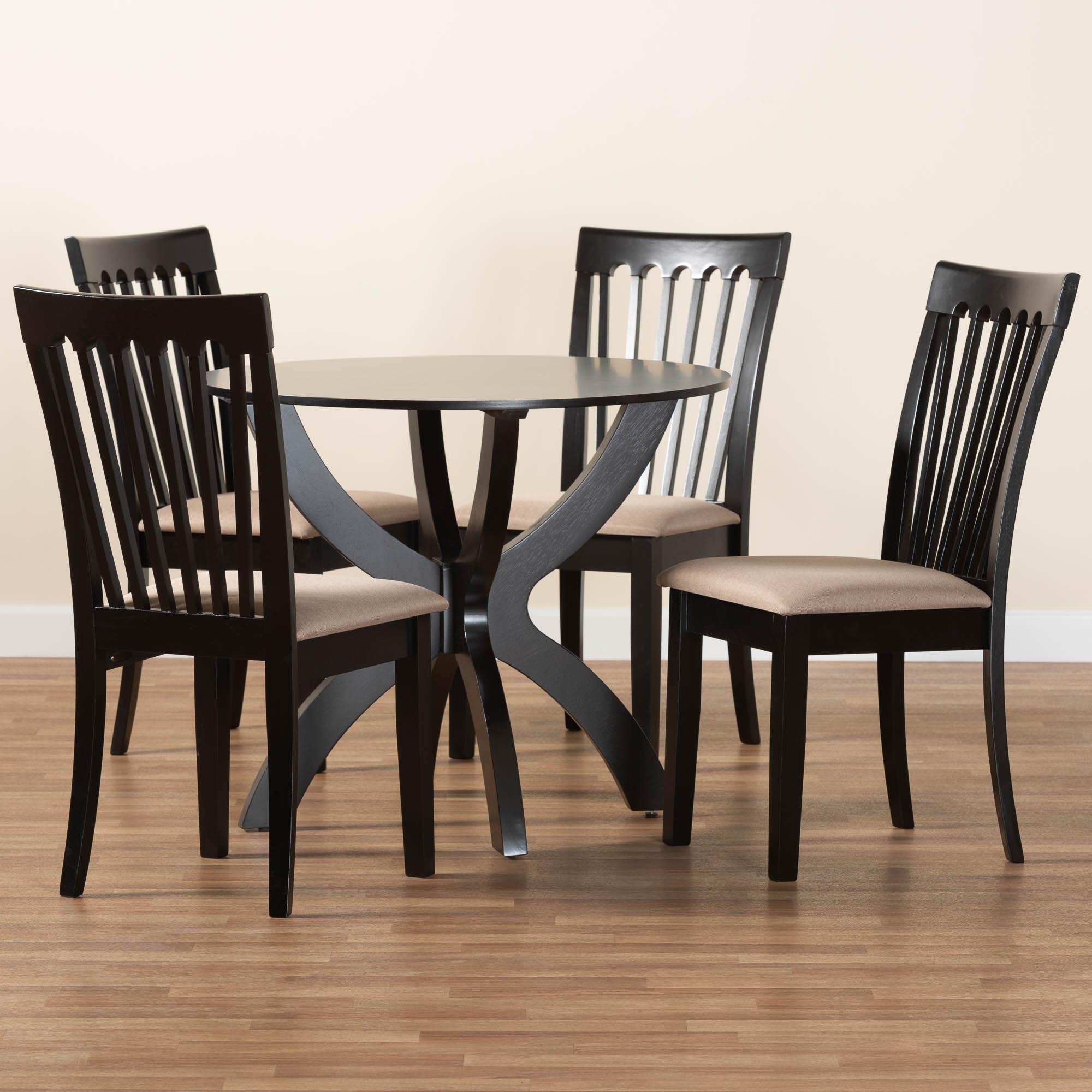 Baxton Studio Bailey Modern Dining Set, 5-Piece, Dark Brown