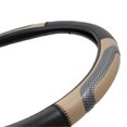 thumbnail image 5 of BDK Sporty Two Tone Ergonomic Grip Steering Wheel Cover - Carbon Fiber Grip for Standard Size Wheels 14.5-15 inch Beige/Black, 5 of 7