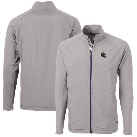 Men's Cutter & Buck Silver Baltimore Ravens Helmet Adapt Eco Knit Hybrid Recycled Full-Zip Jacket