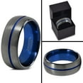thumbnail image 4 of Tungsten Wedding Band Ring 8mm for Men Women Blue Black Gunmetal Domed Brushed Polished Lifetime Guarantee, 4 of 4