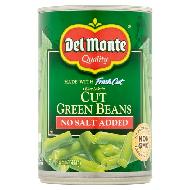 Del Monte Fresh Cut Green Beans, No Salt Added, 14.5 oz, Can Walmart